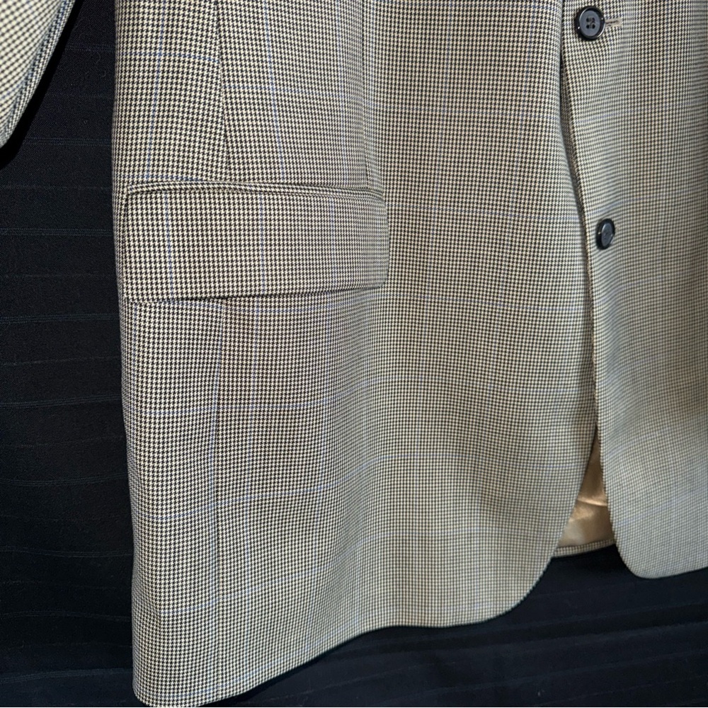 Brooks Brothers Black Tan Houndstooth Wool Cashmere Jacket Sports Coat 46 L - Picture 5 of 14